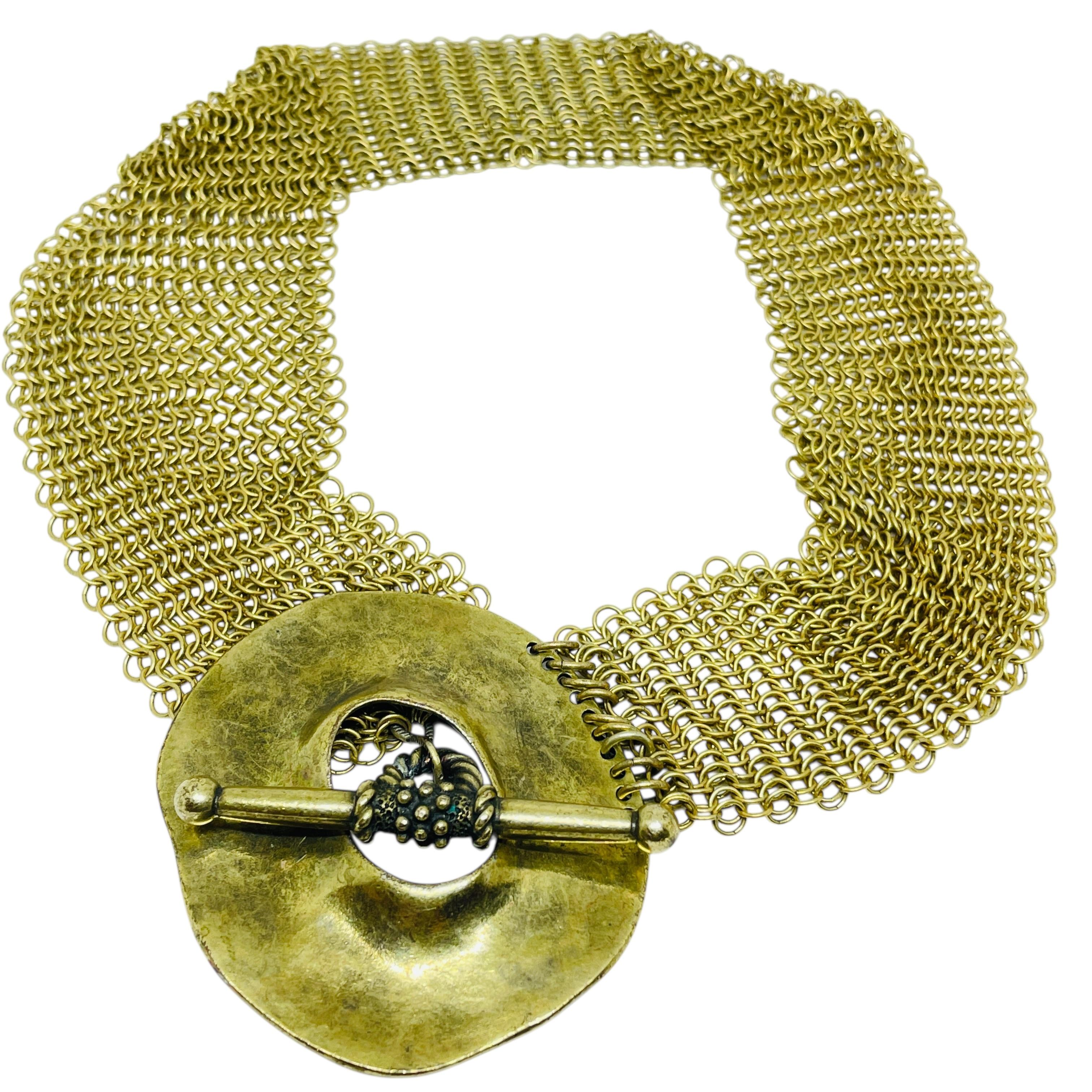 FERRARA signed vintage gold tone chain designer runway necklace For Sale 3