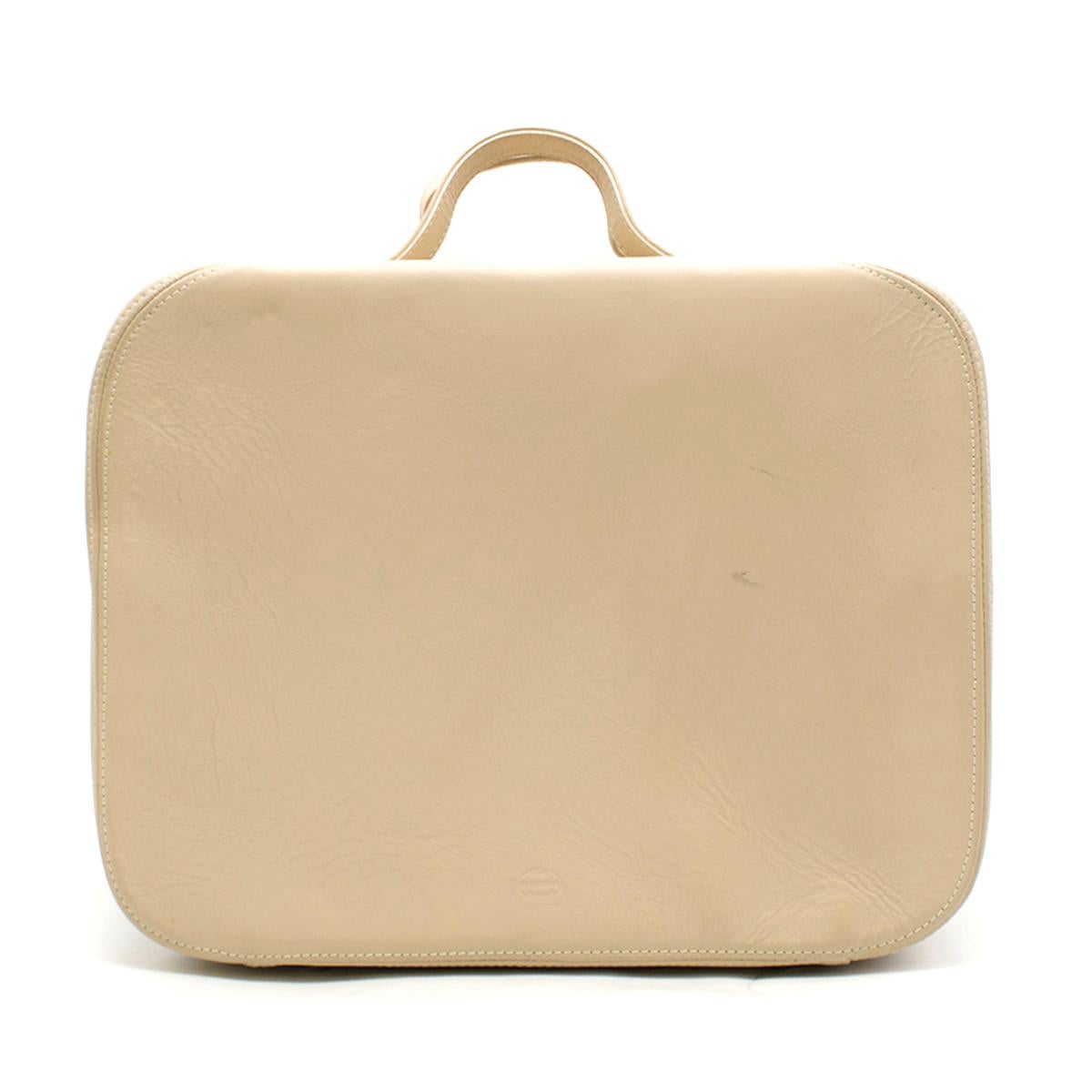 beige leather luggage bag