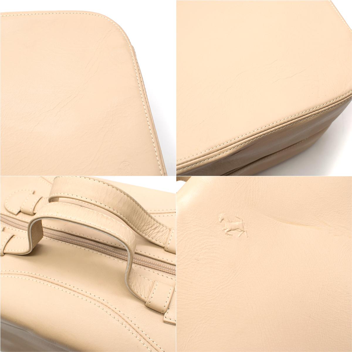 Ferrari Beige Leather Vanity case 34 X 26 cm 4