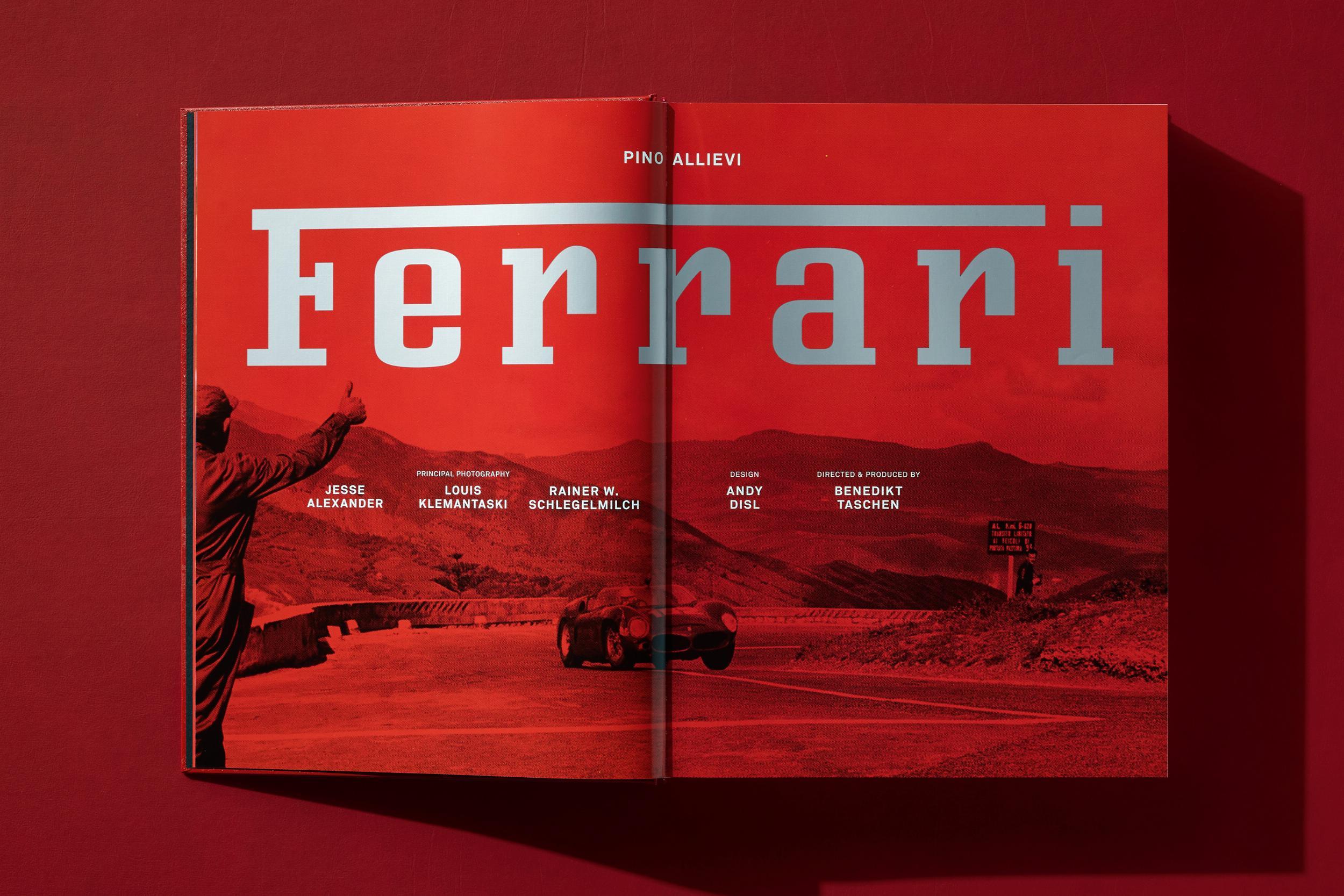 Contemporary Ferrari by Pino Allievi. XL hardcover book with Leatherette binding. For Sale