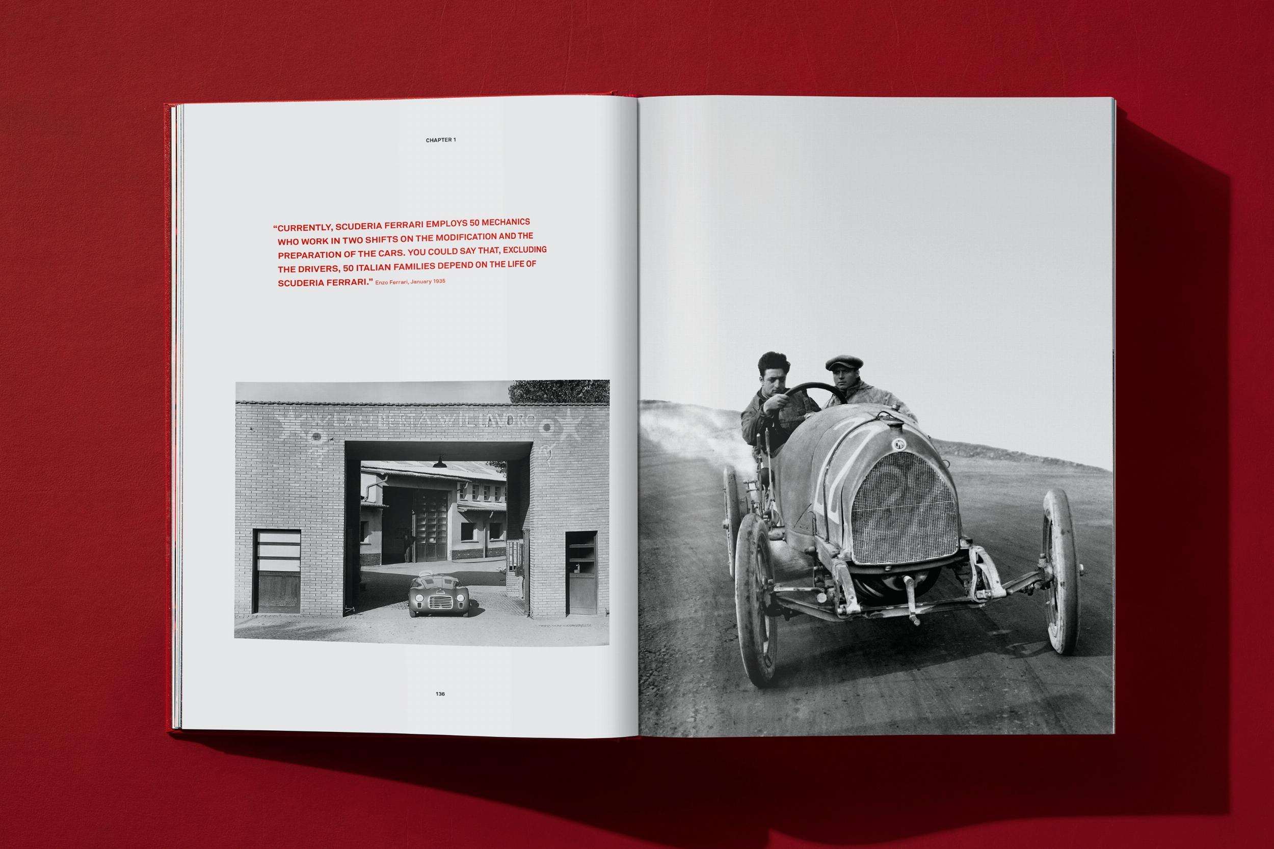 Faux Leather Ferrari by Pino Allievi. XL hardcover book with Leatherette binding. For Sale