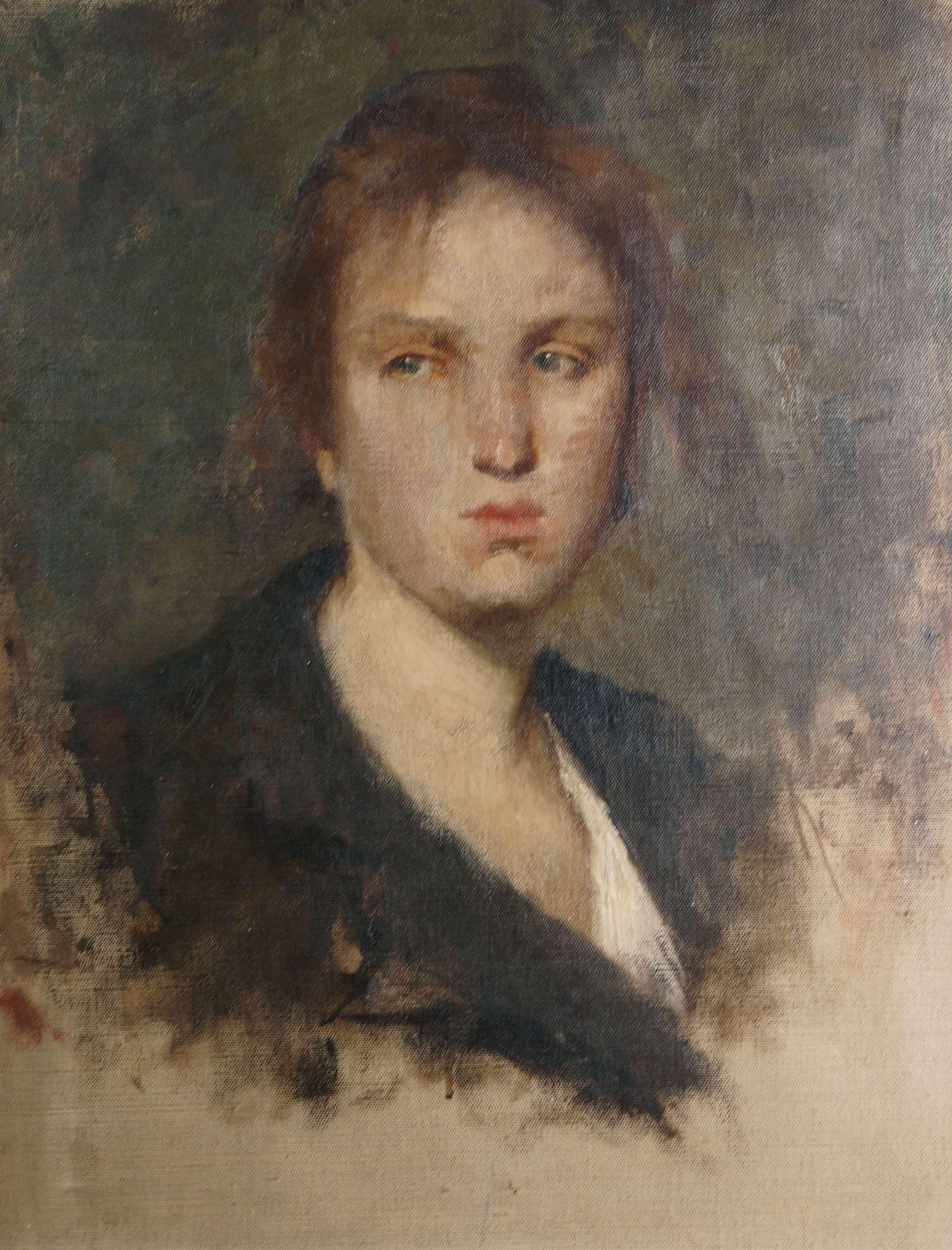 Ritratto Scuola Italiana XIX secolo Belle Epoque Ragazza dai Capelli Rossi - Painting di Ferrari Giuseppe