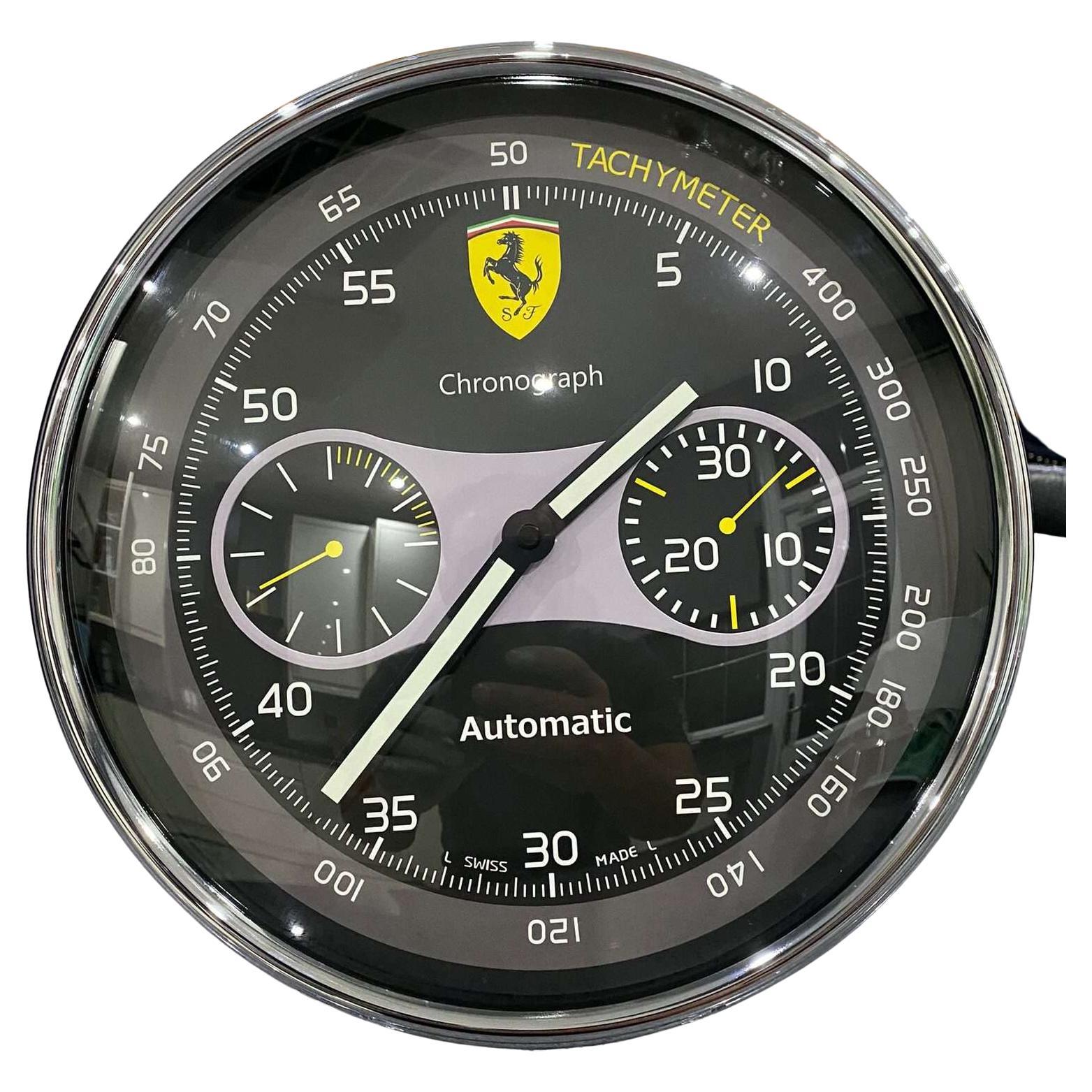 Ferrari Officially Certified Chronograph Chrome Wall Clock 