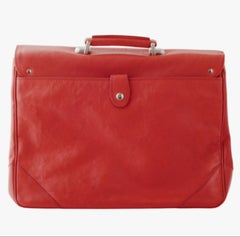 Ferrari Schedoni Red Leather Shoulder Bag Briefcase - '90s
