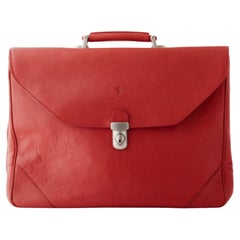 Ferrari Schedoni Red Leather Shoulder Bag Briefcase - '90s