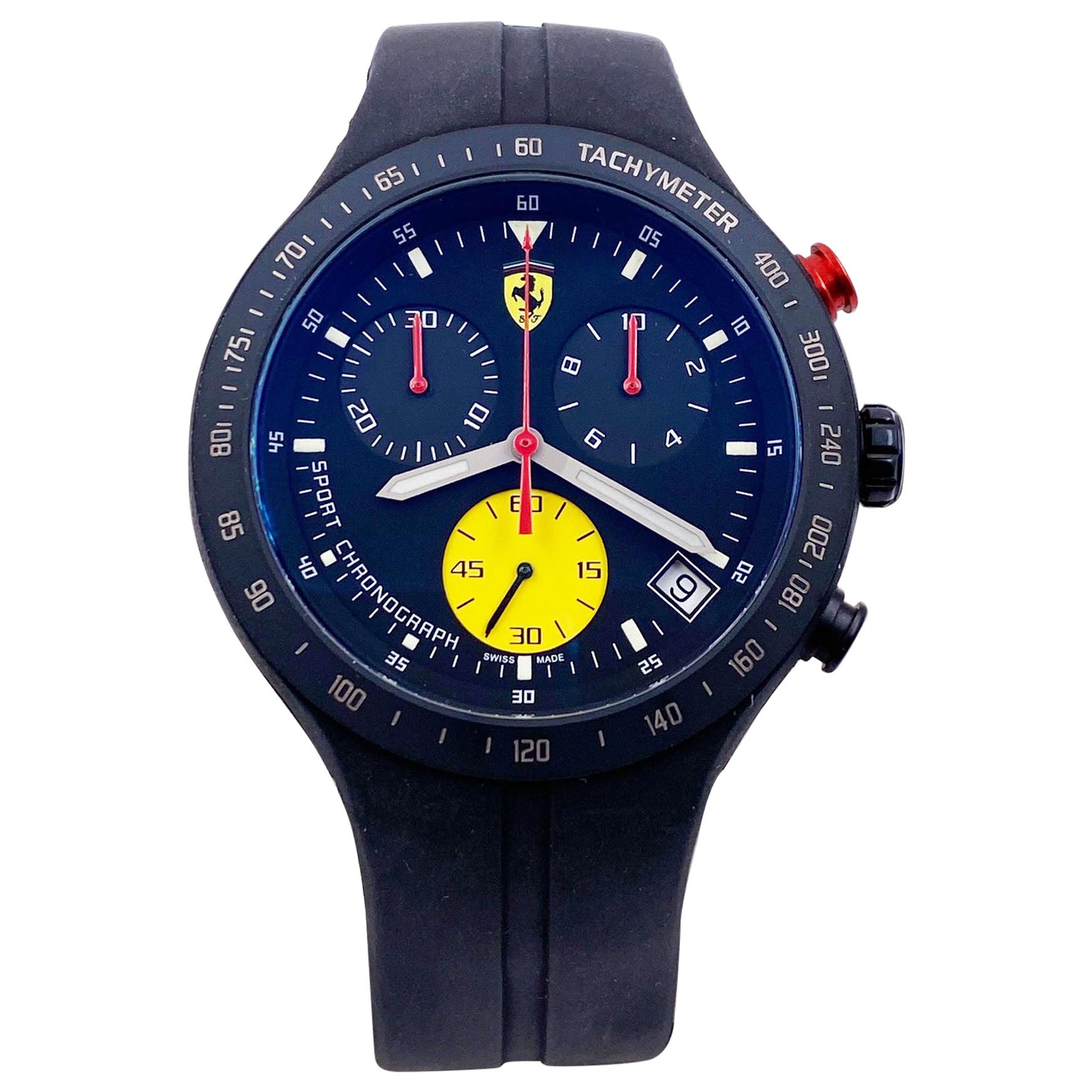 Ferrari Titanium Watch Tachymeter Sport Swiss Chronograph Box Papers
