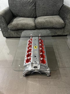 Ferrari V12 Engine Block Coffee Table with Glass Top, Italian Automotive Design