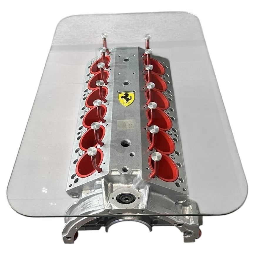 Ferrari V12 Engine Block Coffee Table with Glass Top, Italian Automotive Design