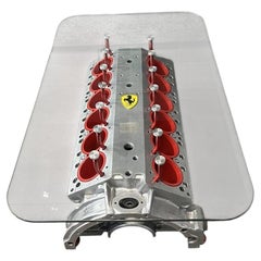 Ferrari V12 Engine Block Coffee Table with Glass Top, Italian Automotive Design