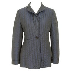 Ferre Blue Silk Classic Quilt Jacket 2000s