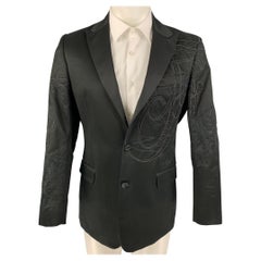 FERRE by GIANFRANCO FERRE Size 38 Black Embroidery Cotton Sport Coat