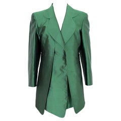 Retro Ferrè Emerald Green Shantung Silk Jacket 90s