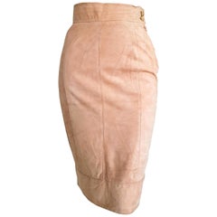 FERRÉ "New" Couture Beige Pink Suede Skirt - Unworn