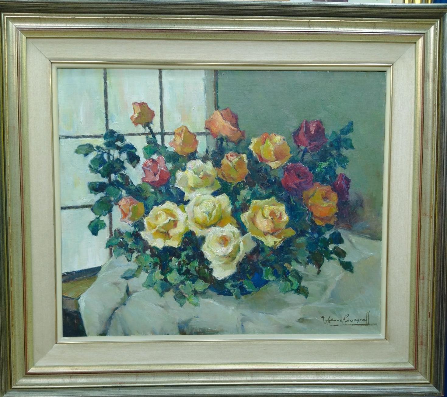 Naturaleza muerta con rosas. Pintura al óleo 6