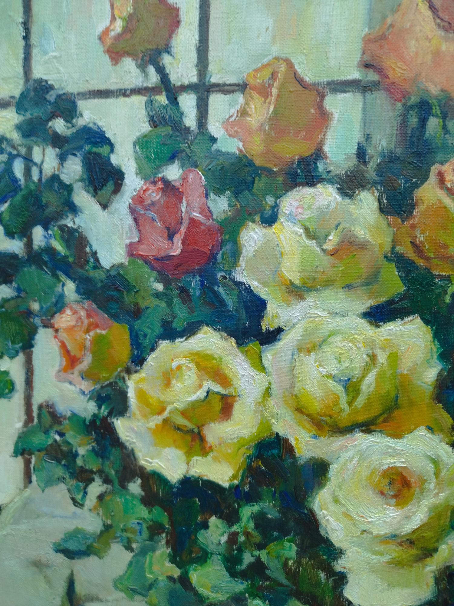 Naturaleza muerta con rosas. Pintura al óleo 3