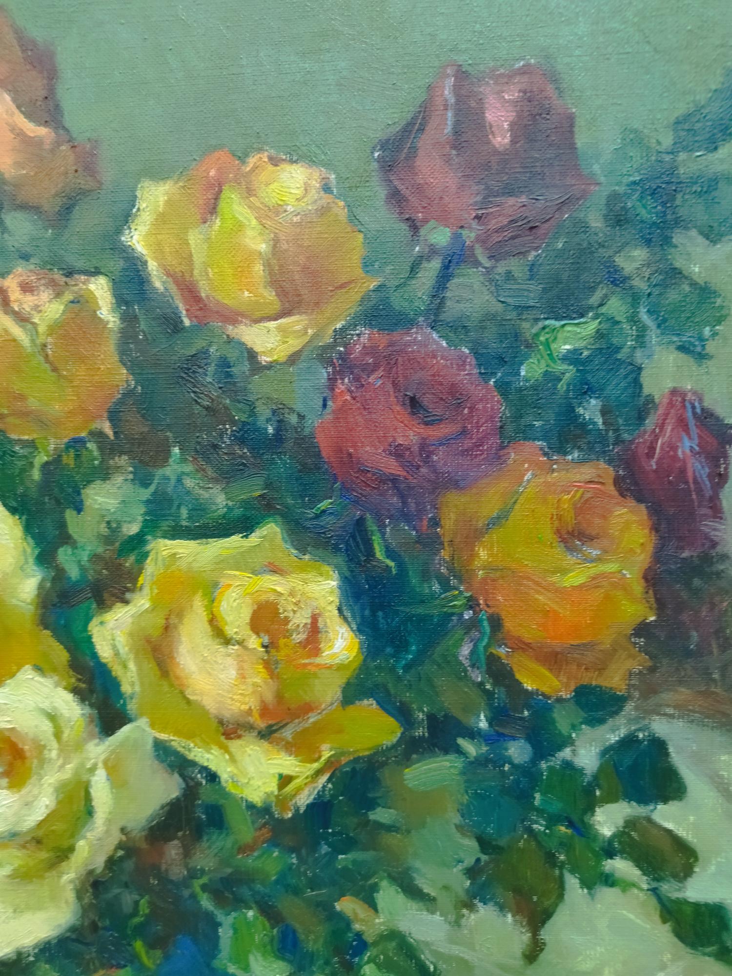 Naturaleza muerta con rosas. Pintura al óleo 4