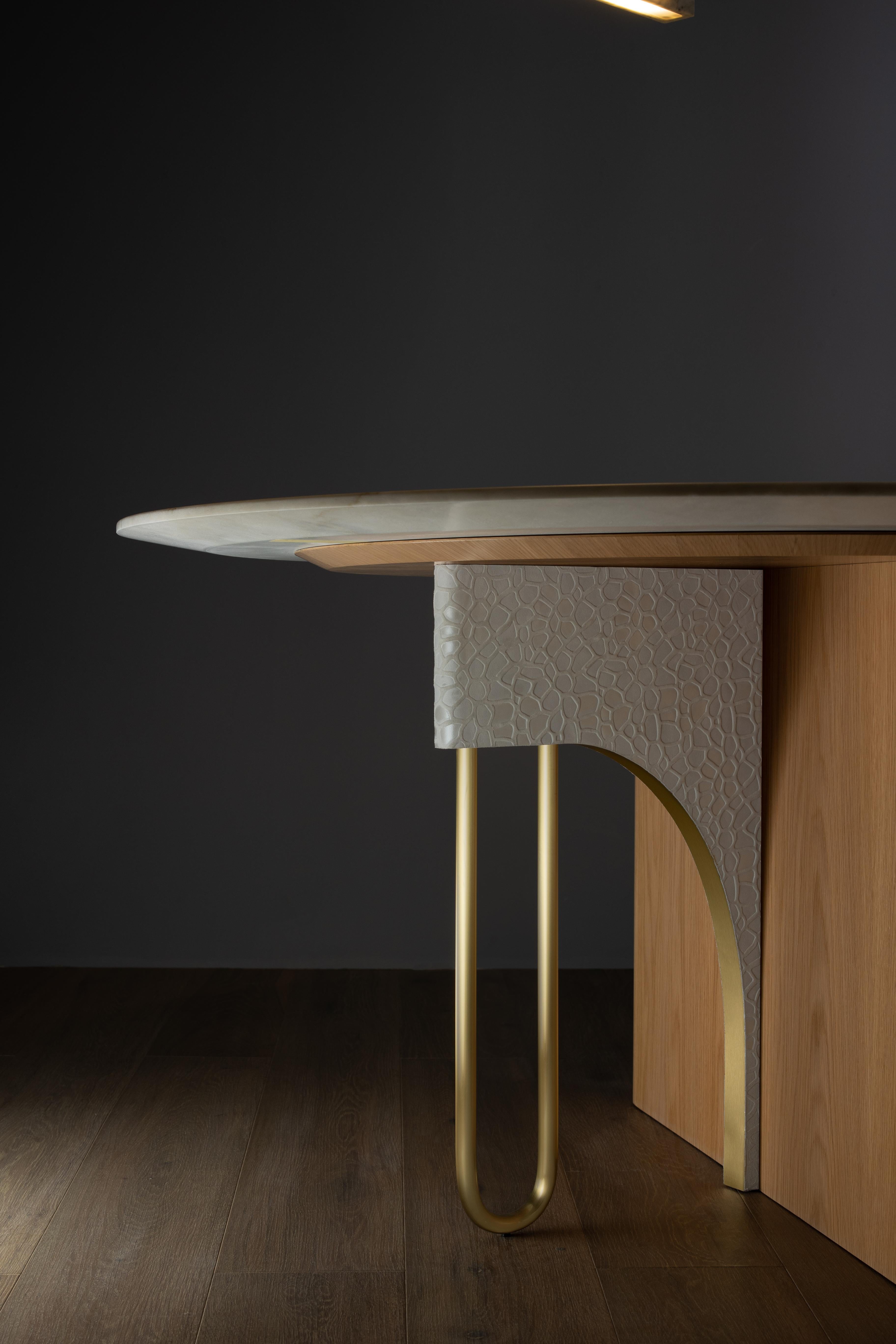 Contemporary Modern Ferreirinha Round Dining Table, Handmade in Portugal by Greenapple For Sale