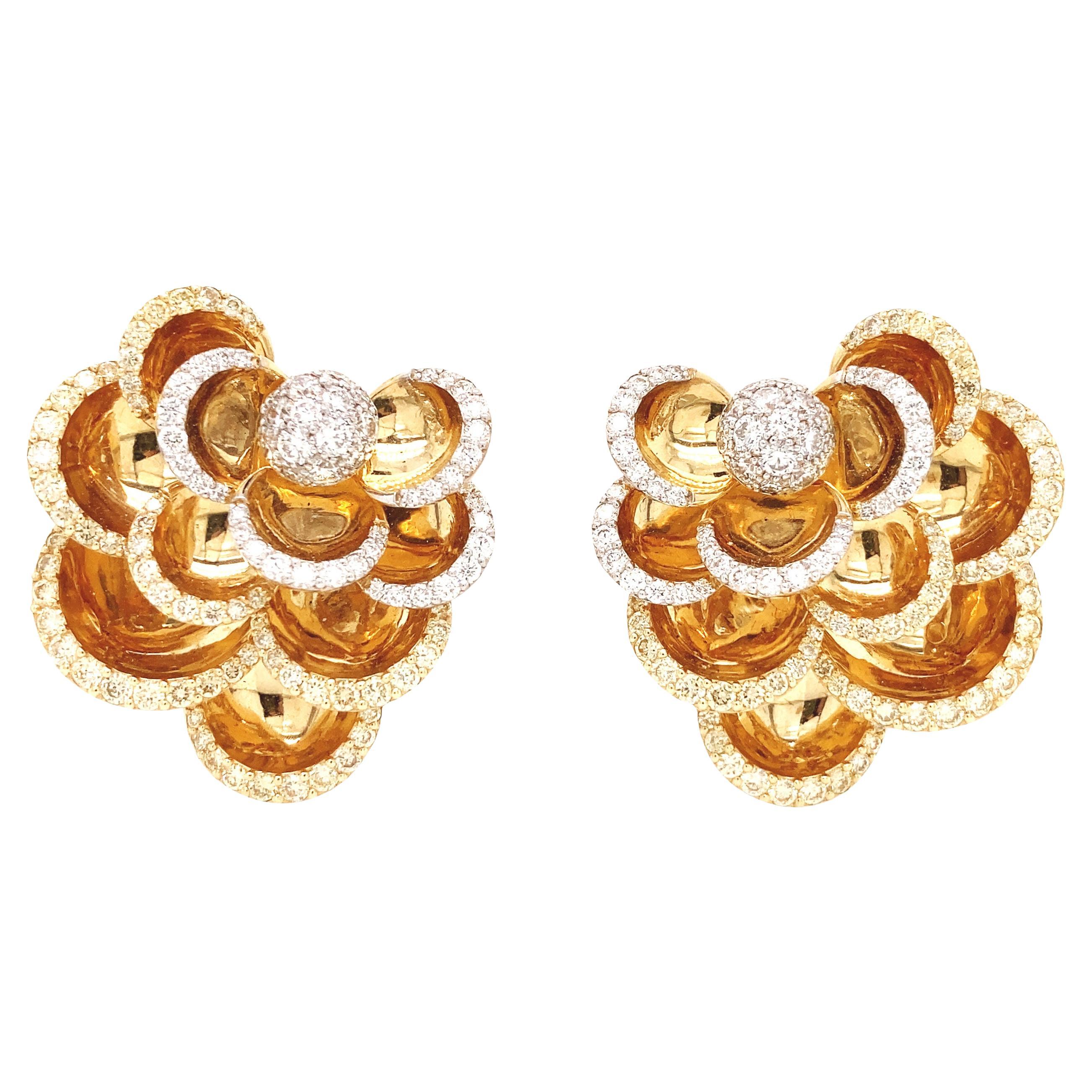 Ferri Firenze, 18K Gold Diamond Earrings