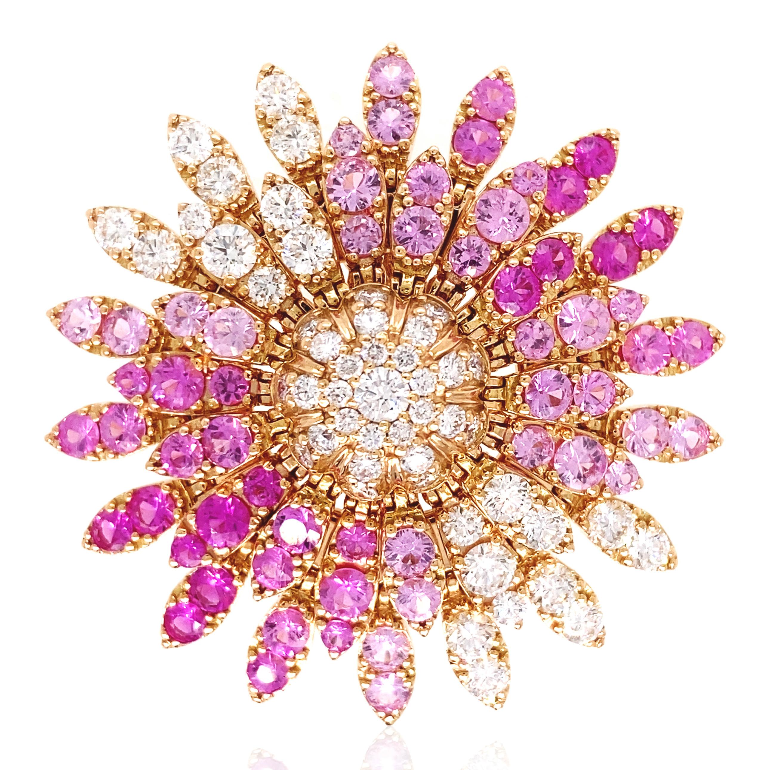 Women's or Men's FerriFirenze, 18K Multi-color Sapphire Diamond Ring For Sale