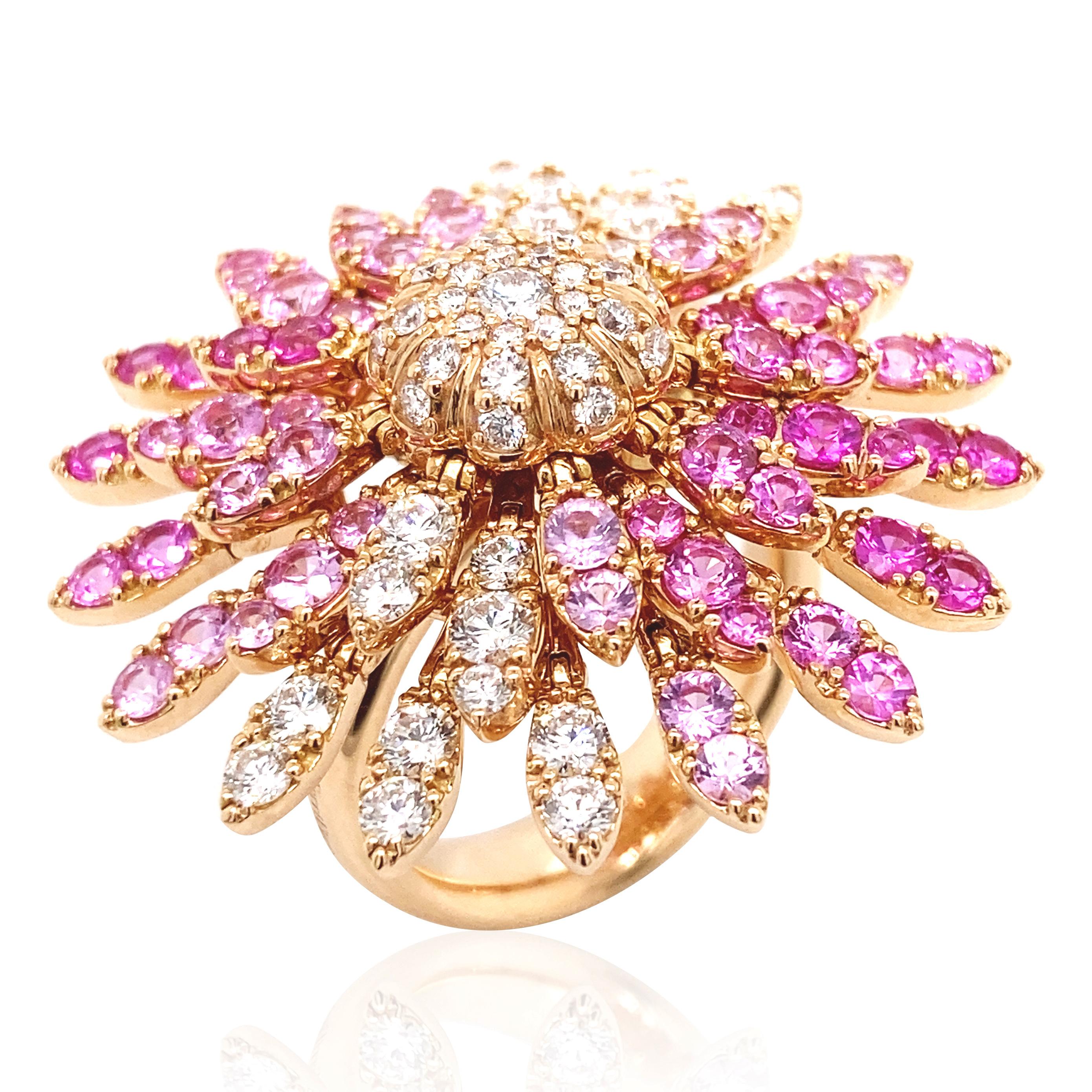 FerriFirenze, 18K Multi-color Sapphire Diamond Ring For Sale 1