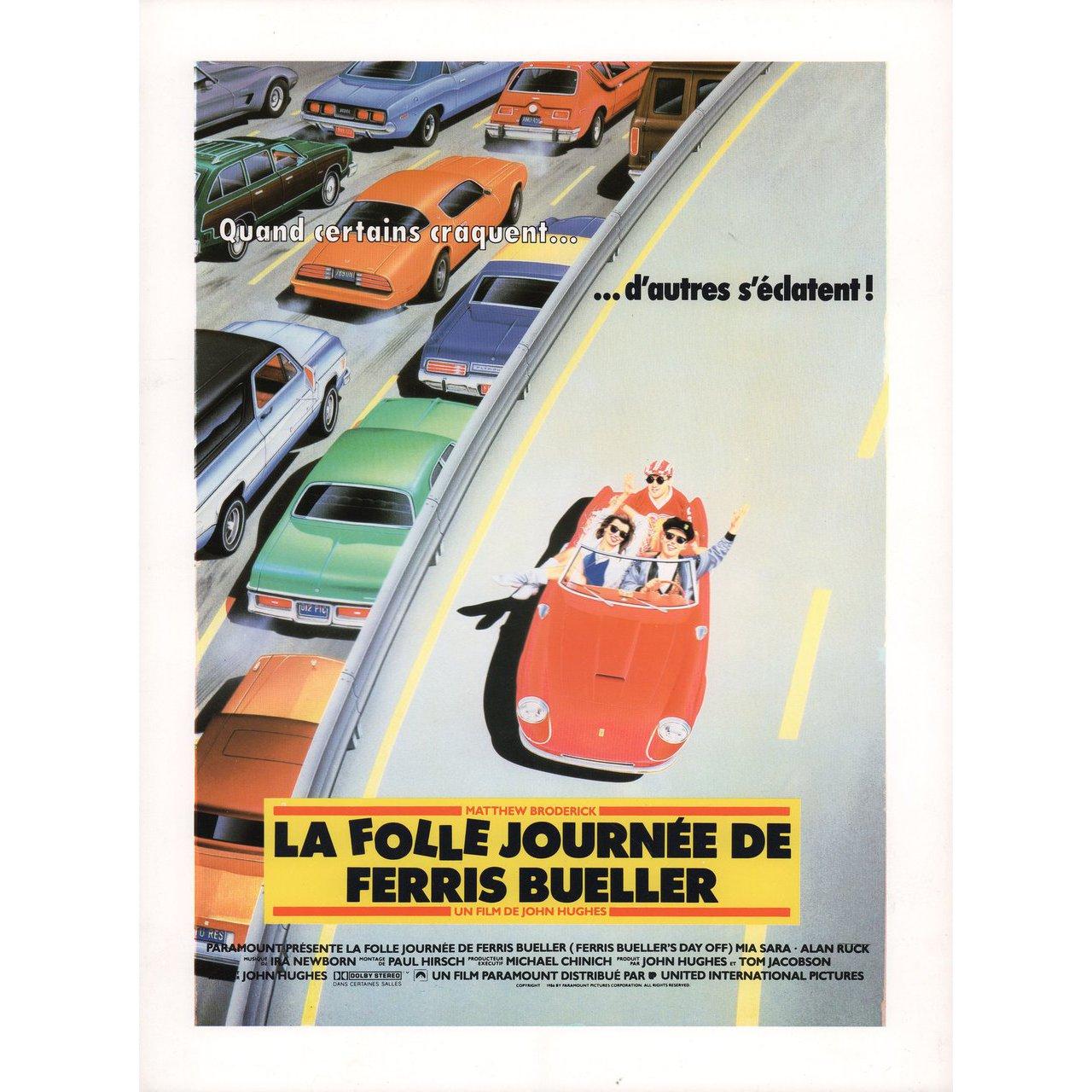 Original 1986 French poster for the film Ferris Bueller's Day Off directed by John Hughes with Matthew Broderick / Alan Ruck / Mia Sara / Jeffrey Jones. Fine condition. Please note: the size is stated in inches and the actual size can vary by an