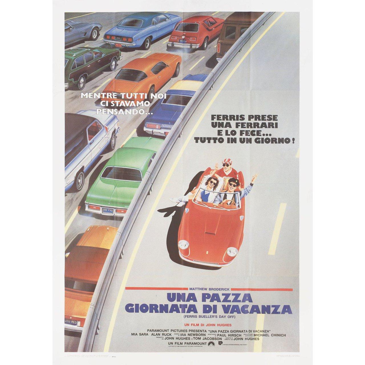 Original 1986 Italian due fogli poster for the film Ferris Bueller's Day Off directed by John Hughes with Matthew Broderick / Alan Ruck / Mia Sara / Jeffrey Jones. Very Good-Fine condition, folded. Many original posters were issued folded or were