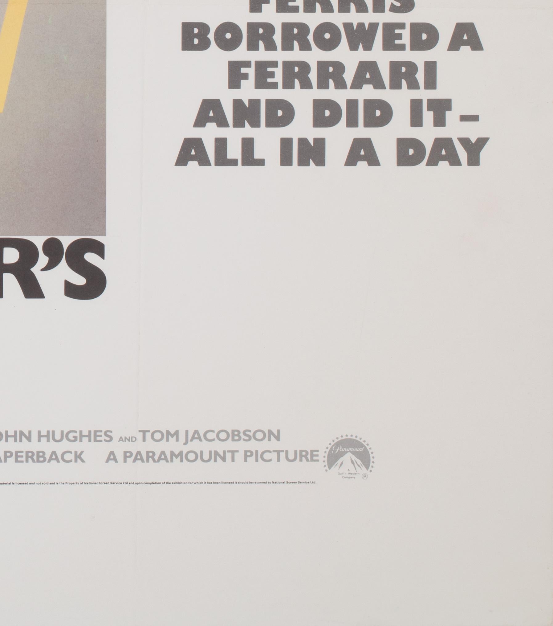 Ferris Bueller's Day Off 1986 UK Quad Film Movie Poster For Sale 2