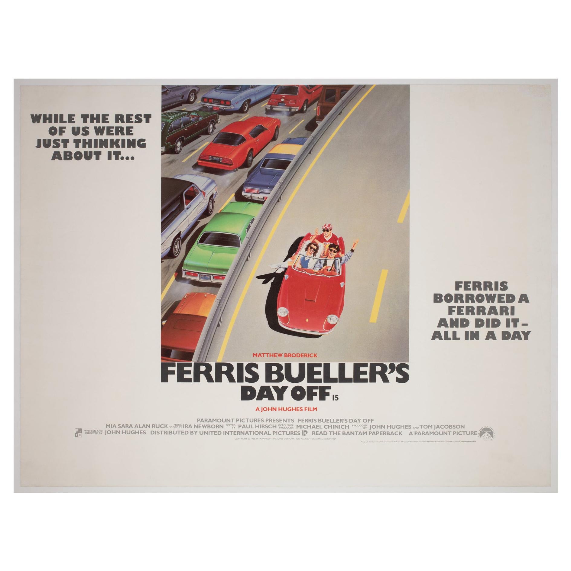 Ferris Bueller's Day Off 1986 UK Quad Film Movie Poster, Linen Backed