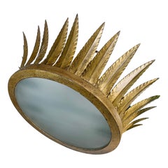 Ferro Art Gilt Crown Ceiling Flush Light 1950's