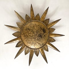 Luminaire à soleil Ferro Art en fer martelé et doré