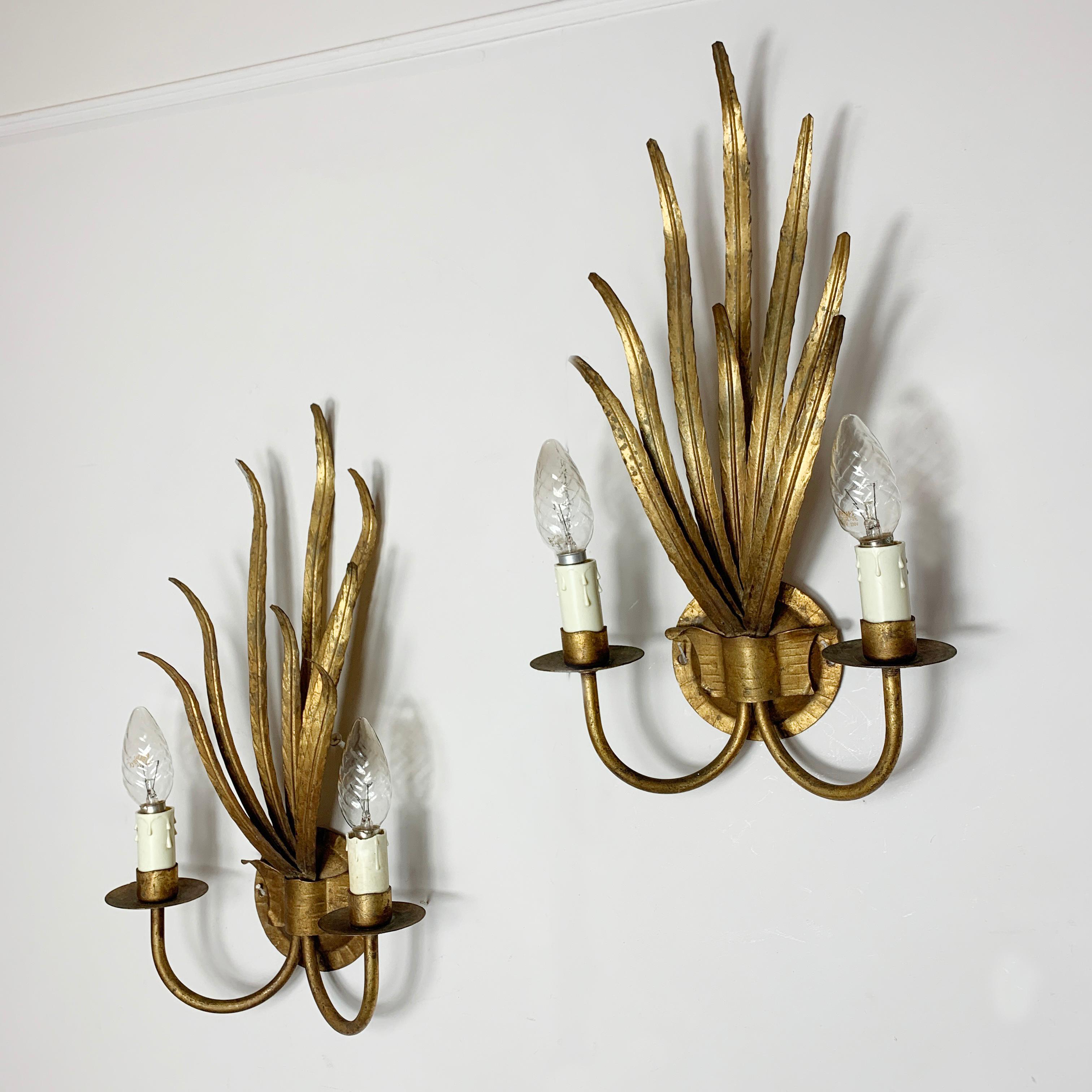 20th Century 'Ferro Art' Leaf Wall Lights, circa 1950s