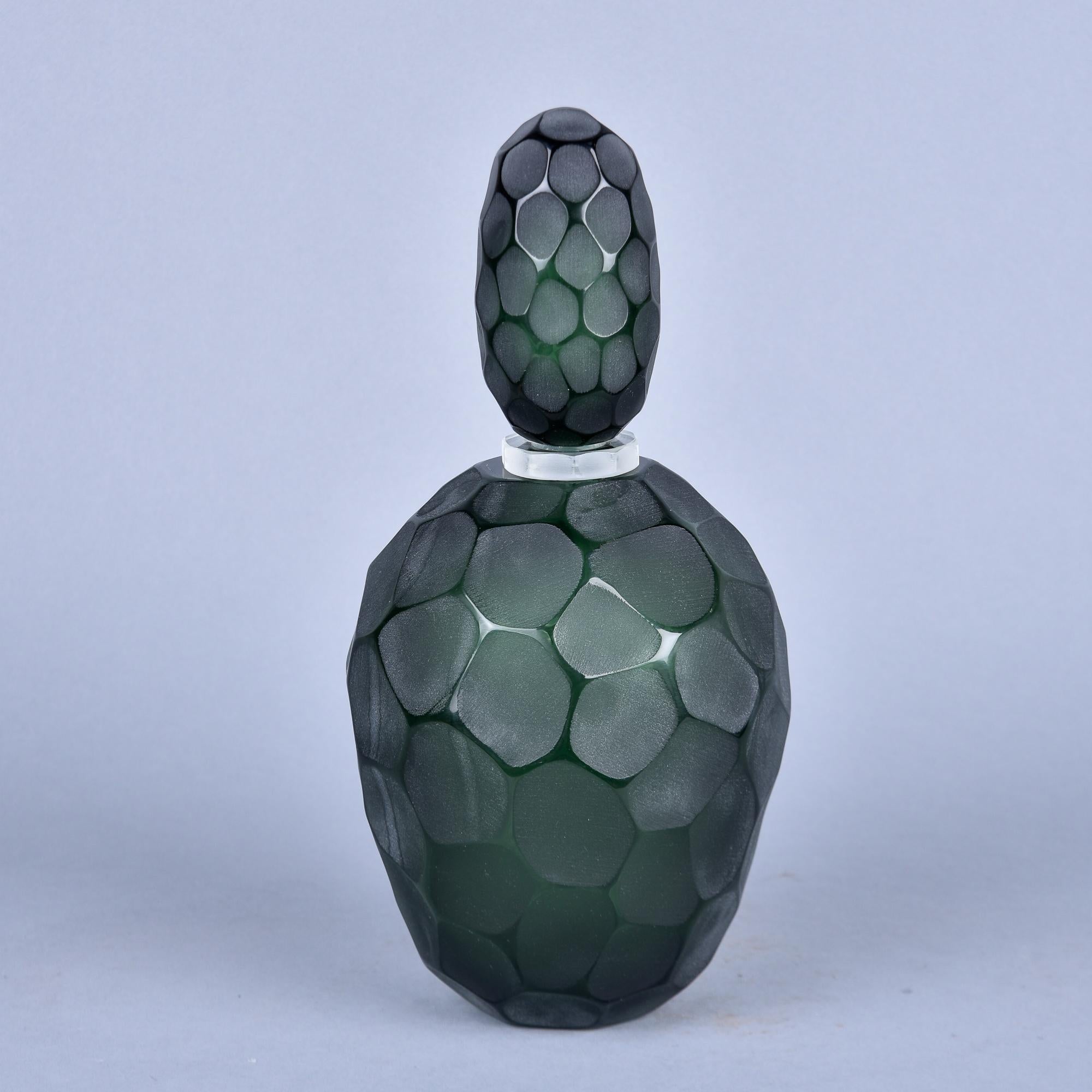 Mid-Century Modern Ferro Battolo Dark Green Decorative Perfume Bottle - Medium For Sale