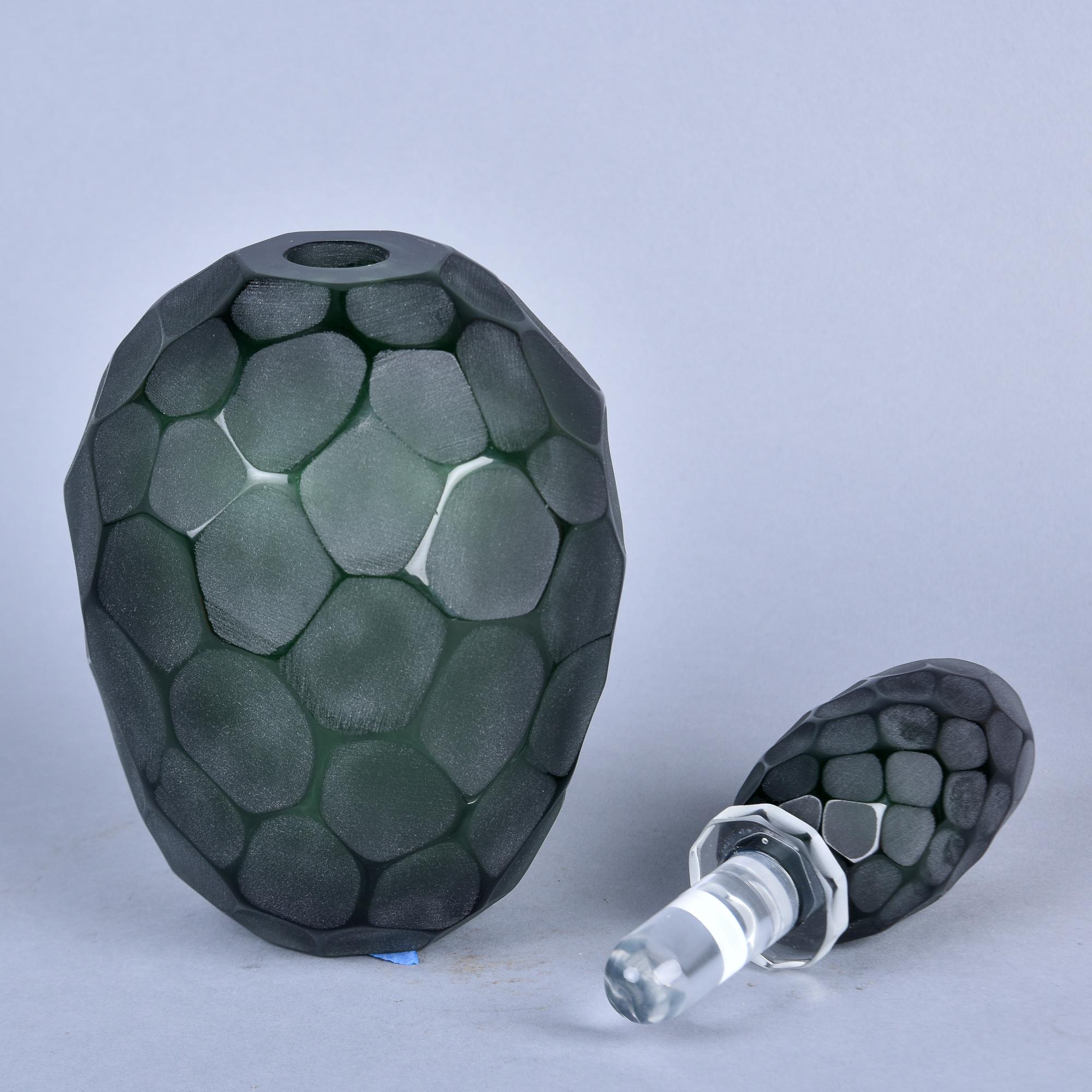 Contemporary Ferro Battolo Dark Green Decorative Perfume Bottle - Medium For Sale