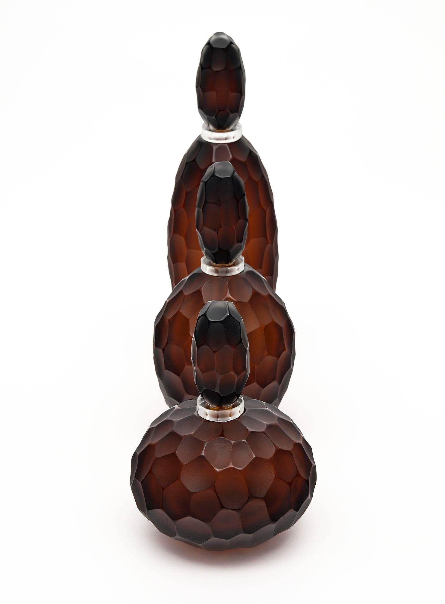 Mid-Century Modern “Ferro Battuto” Murano Glass Bottles For Sale