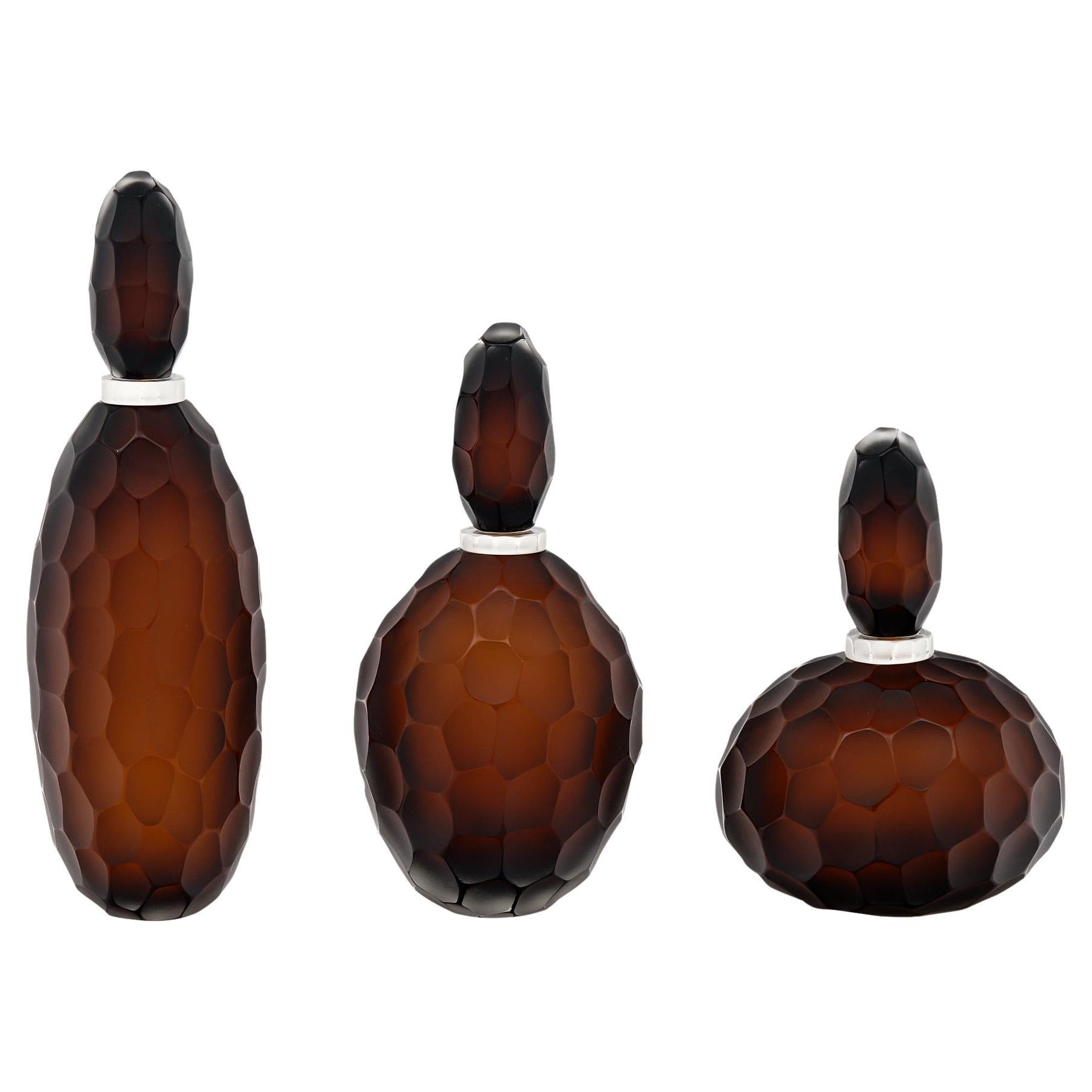 “Ferro Battuto” Murano Glass Bottles For Sale