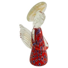 Ferro & Lazzarini Murano Glass Angel Figurine, Vintage Italy Venice 1950s