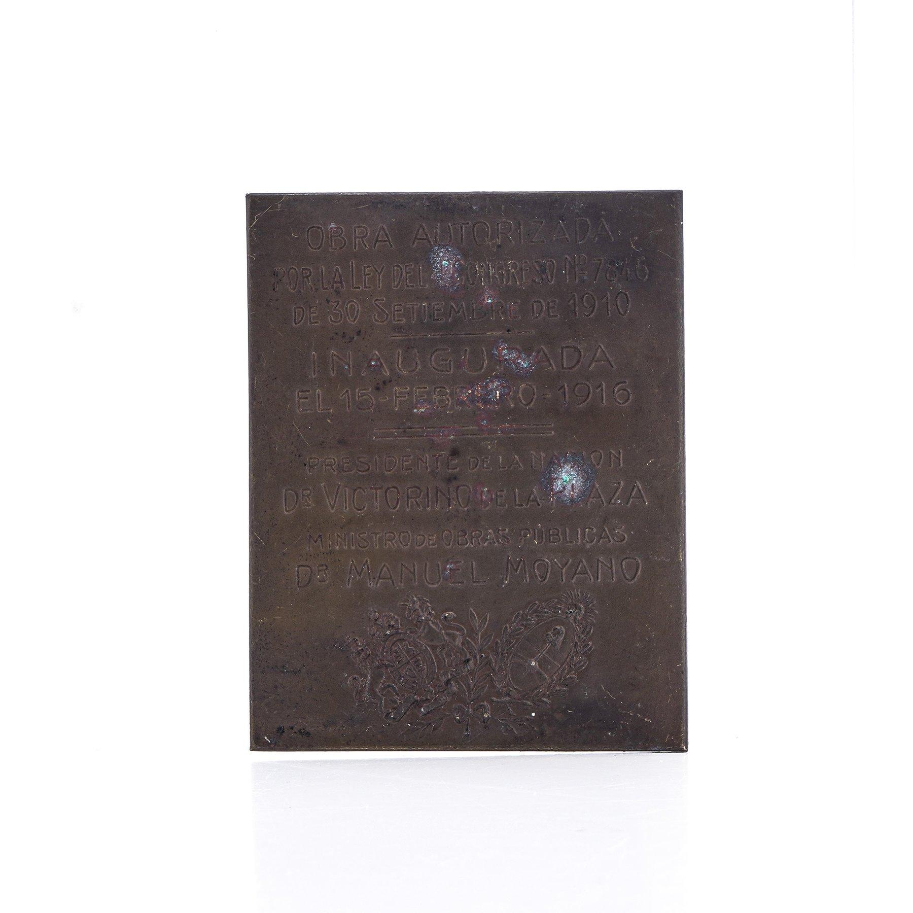Argentine Ferrocarril Oeste - Once to Puerto Madero Freight Tunnel Commemorative Plaque For Sale