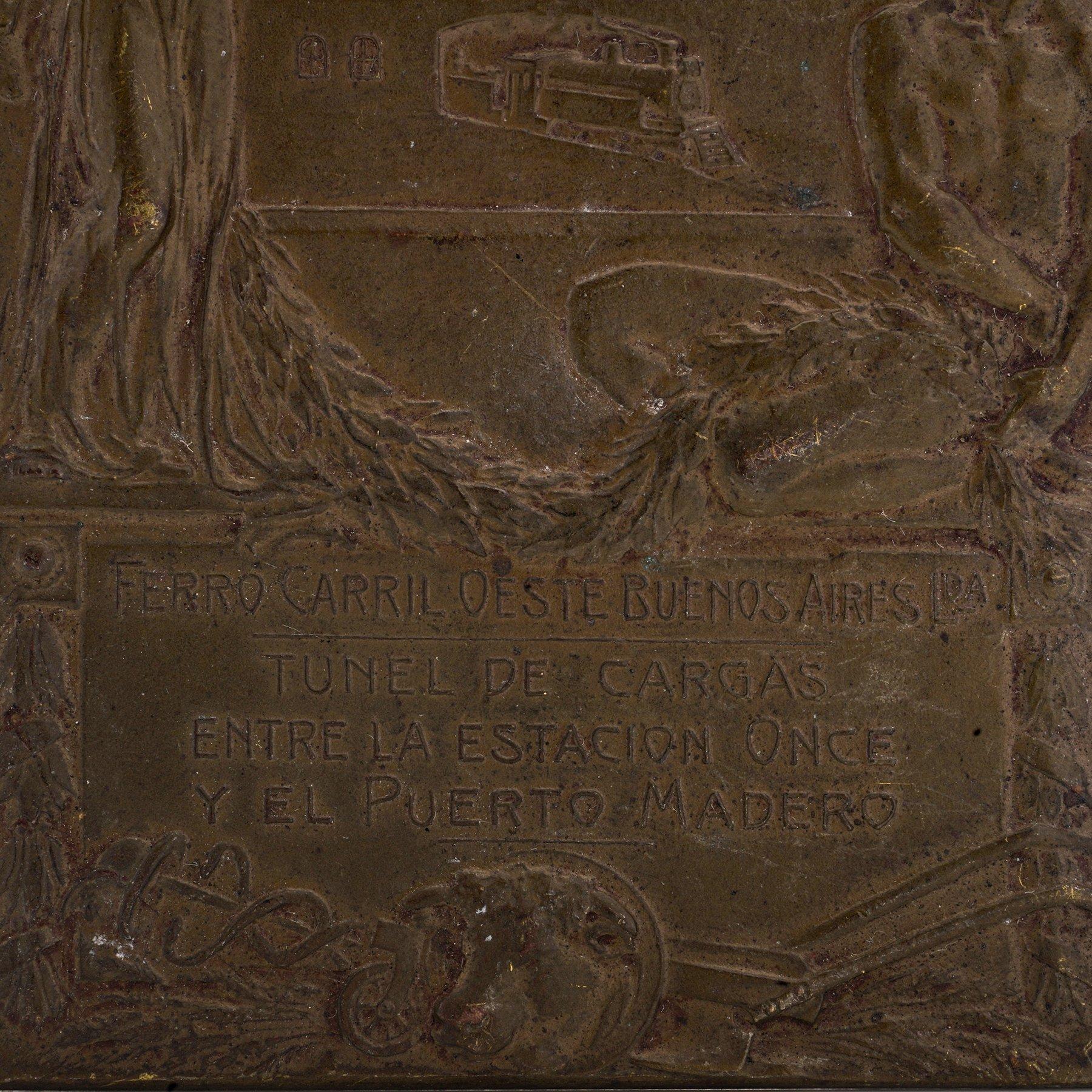Early 20th Century Ferrocarril Oeste - Once to Puerto Madero Freight Tunnel Commemorative Plaque For Sale
