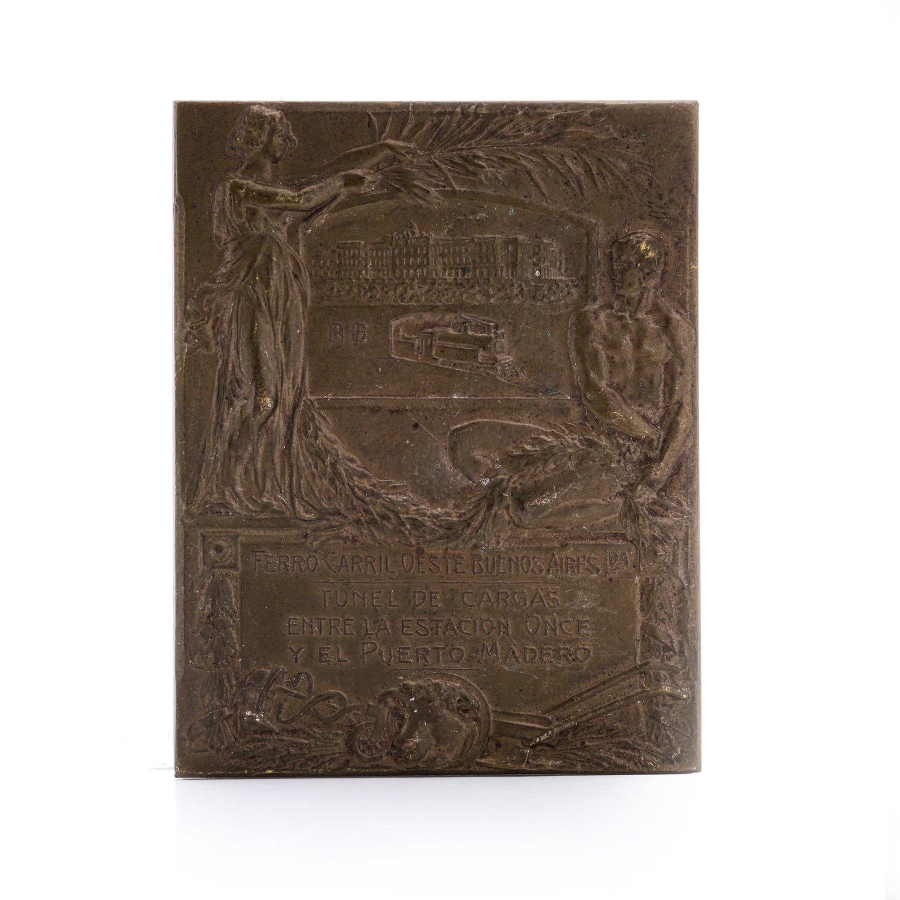 Bronze Ferrocarril Oeste - Once to Puerto Madero Freight Tunnel Commemorative Plaque For Sale