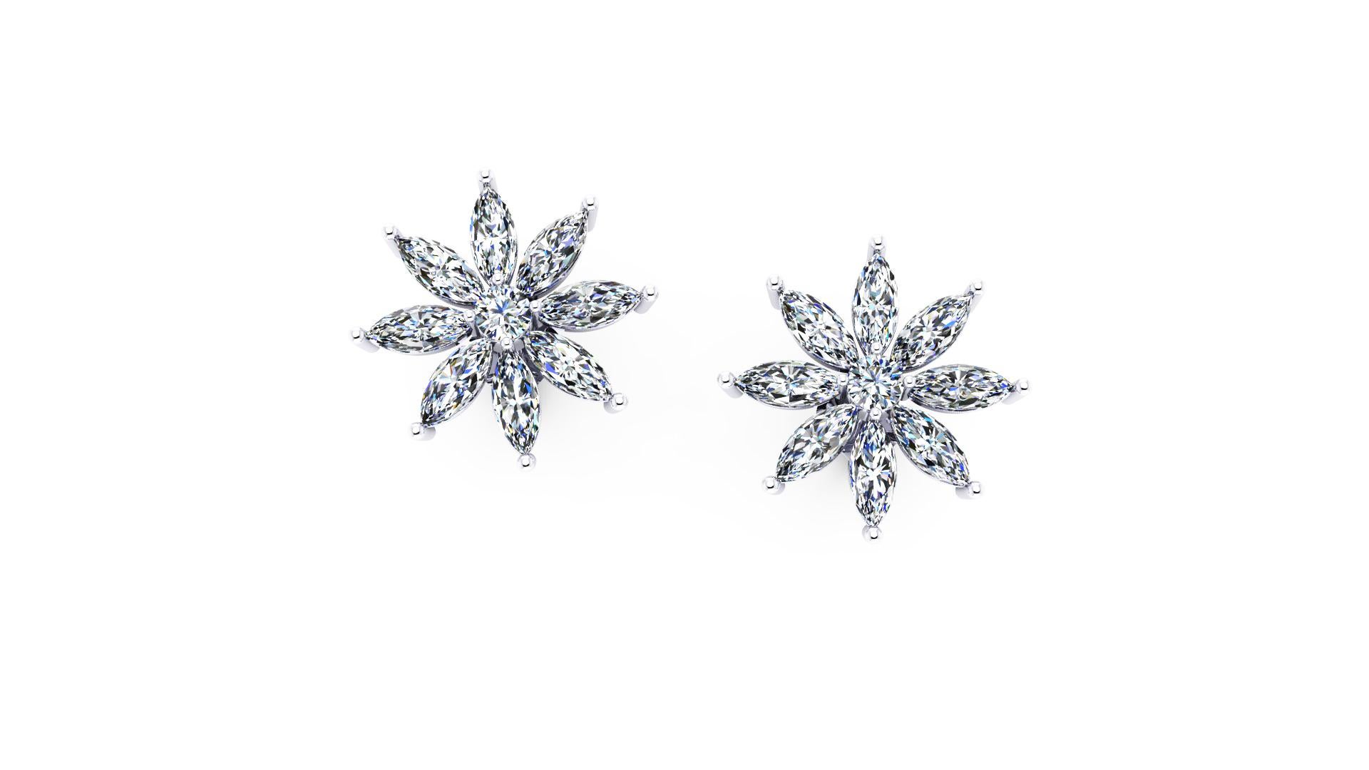 Ferrucci 1.10 Carat Marquise Stars Diamond Platinum Earrings In New Condition In New York, NY