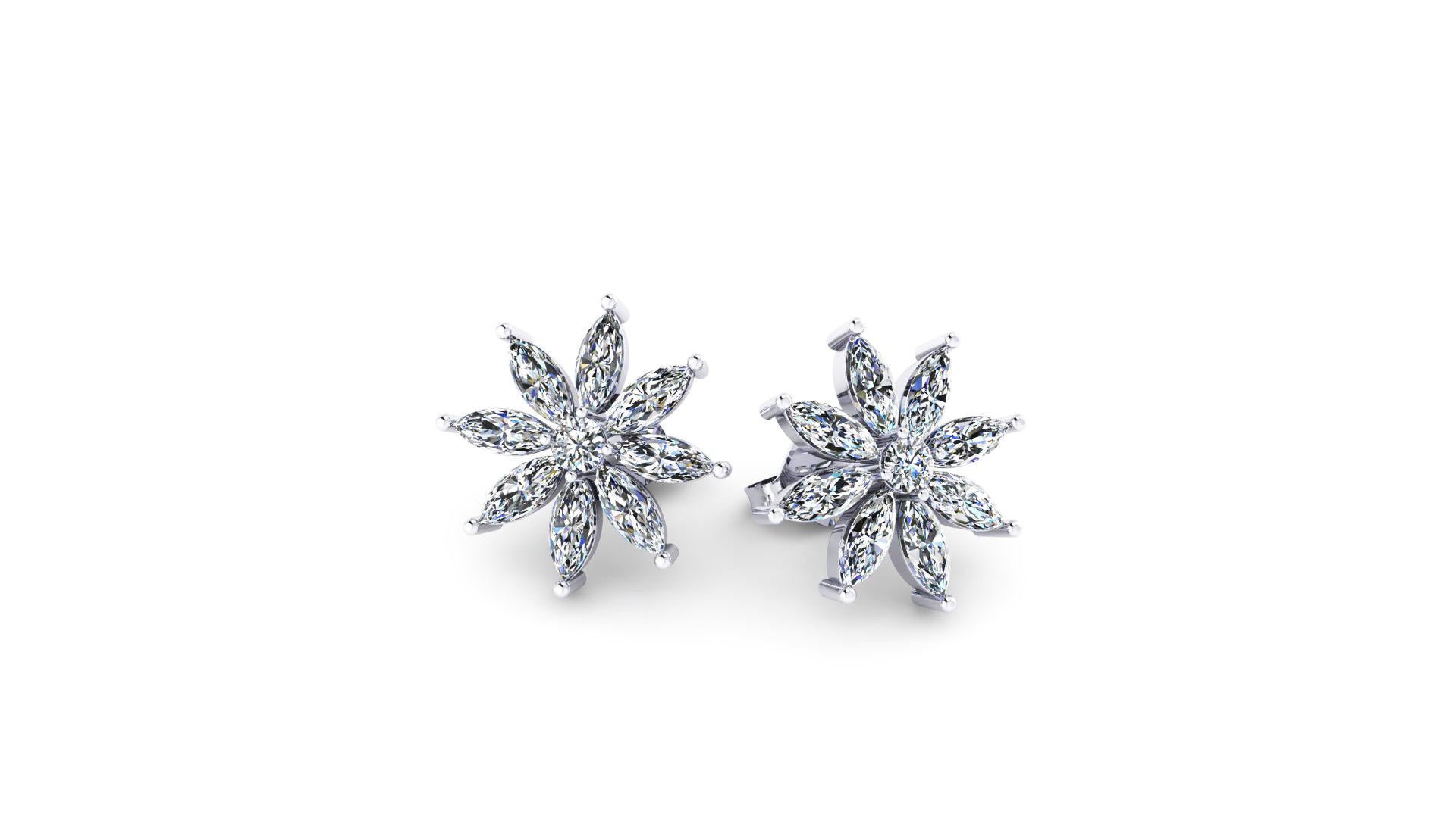 Women's Ferrucci 1.10 Carat Marquise Stars Diamond Platinum Earrings