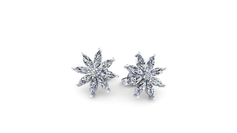 Women's Ferrucci 1.10 Carat Marquise Stars Diamond Platinum Earrings For Sale