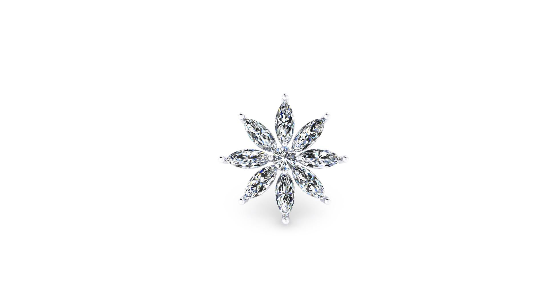 Ferrucci 1.10 Carat Marquise Stars Diamond Platinum Earrings 1