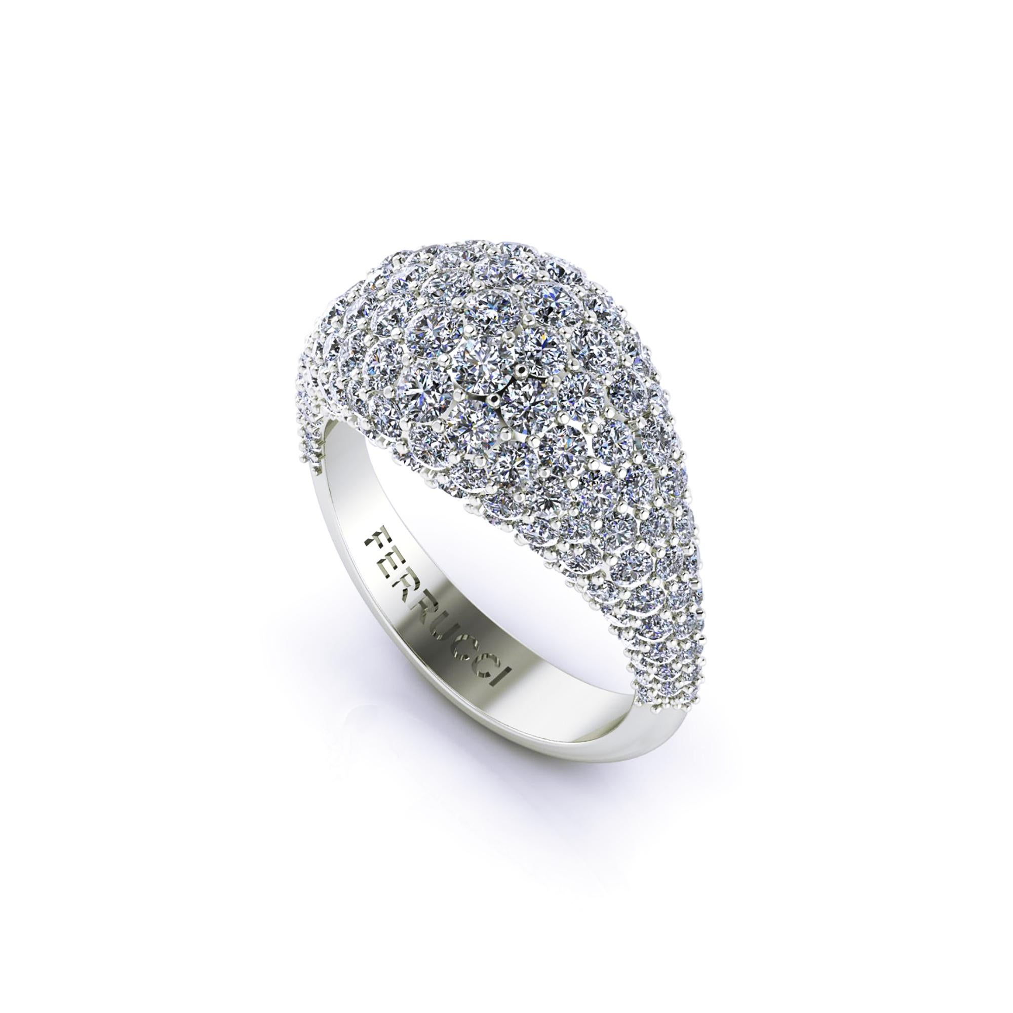Dome, white bright diamonds, organic ring, a wrap of sparkling, intense, bright white diamonds, F/G color, VS clarity, for an approximate diamond's total carat weight of 2.50 carats, hand made in New York City with the best Italian craftsmanship,