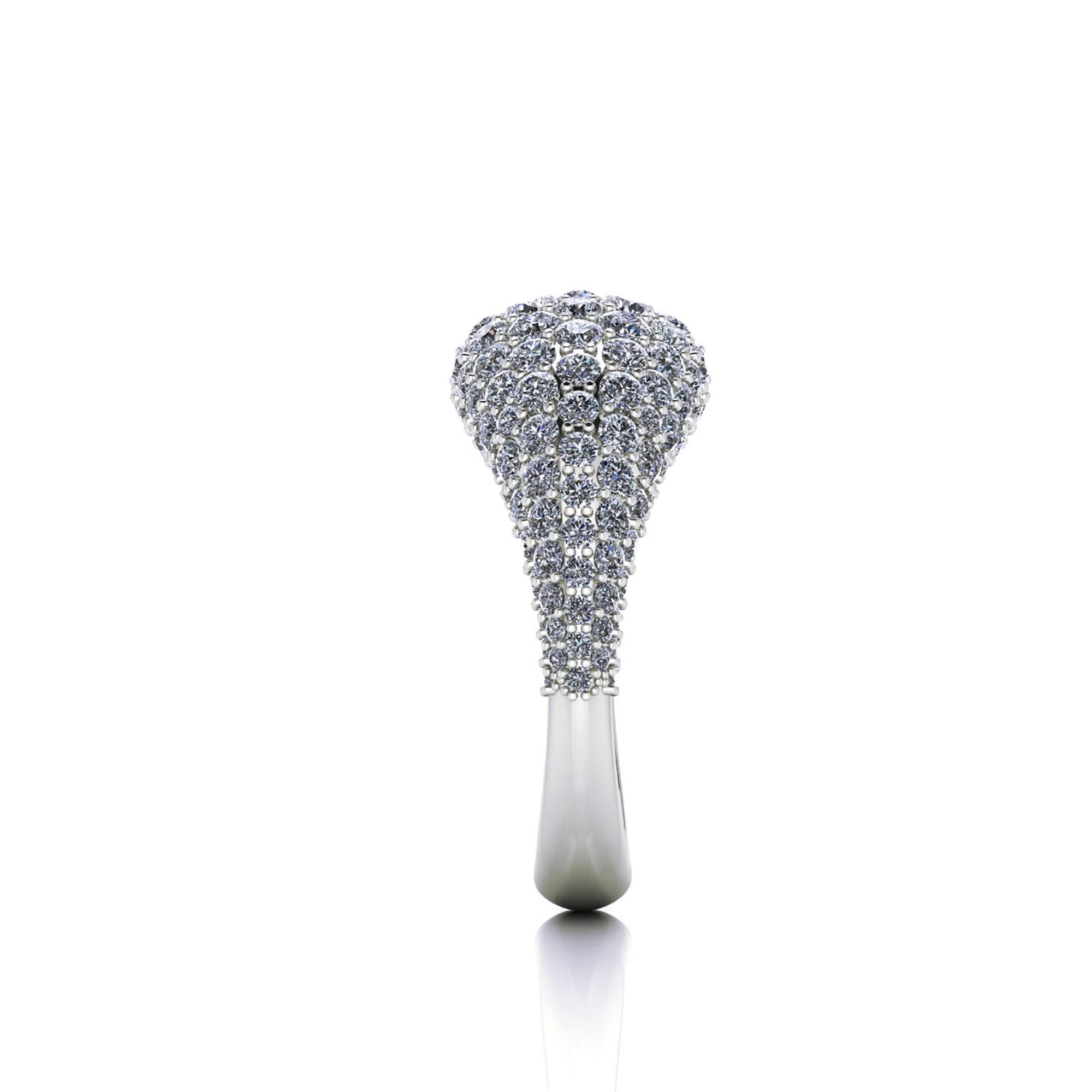 Modern  2.5 Carat White Bright Diamonds Dome Ring in 18 Karat white Gold For Sale