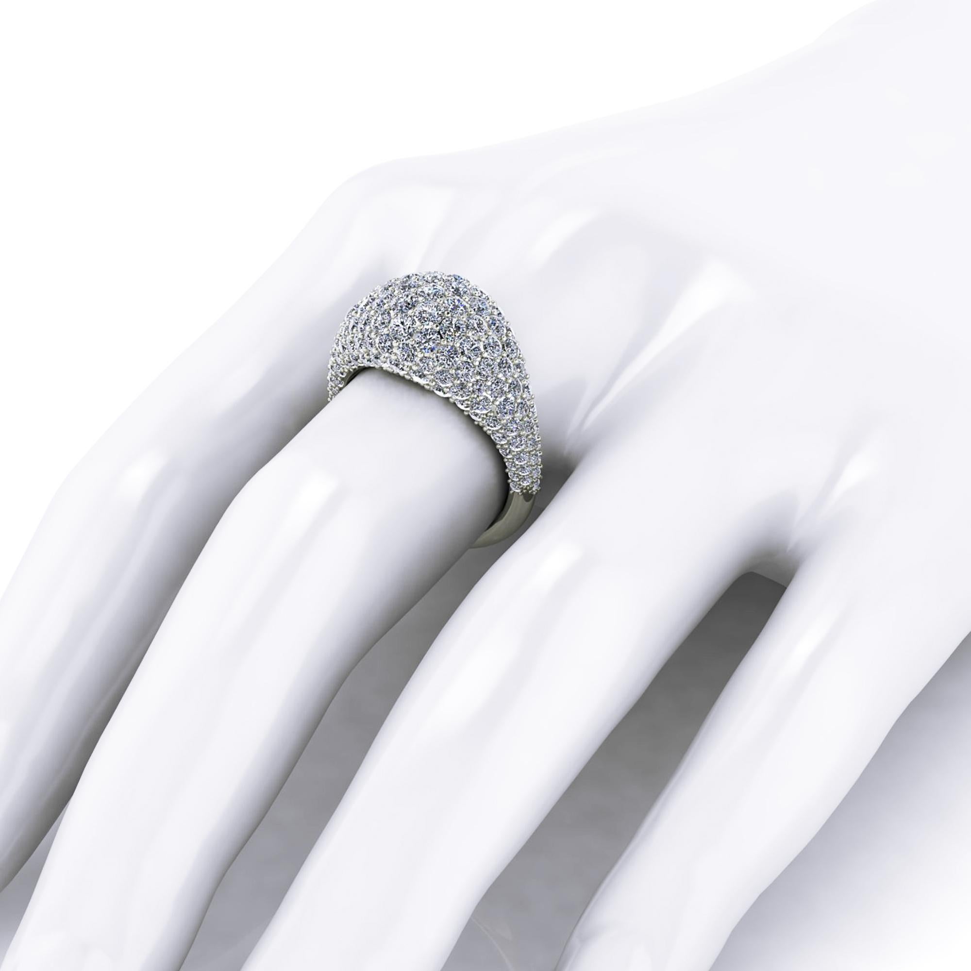 Women's  2.5 Carat White Bright Diamonds Dome Ring in 18 Karat white Gold For Sale