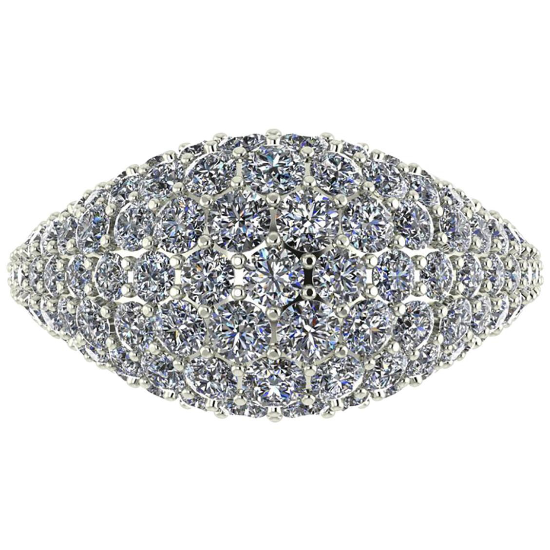  2.5 Carat White Bright Diamonds Dome Ring in 18 Karat white Gold For Sale