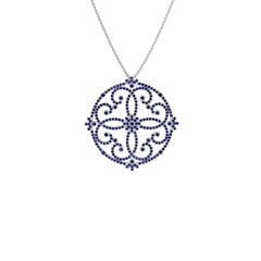 3 Carat Blue Sapphires Necklace Handmade in 18 Karat white Gold