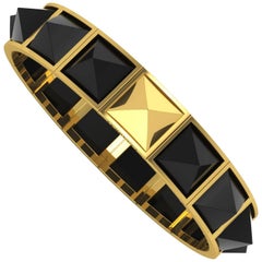 Ferrucci Black Onyx Pyramids Bracelet in 18 Karat Yellow Gold