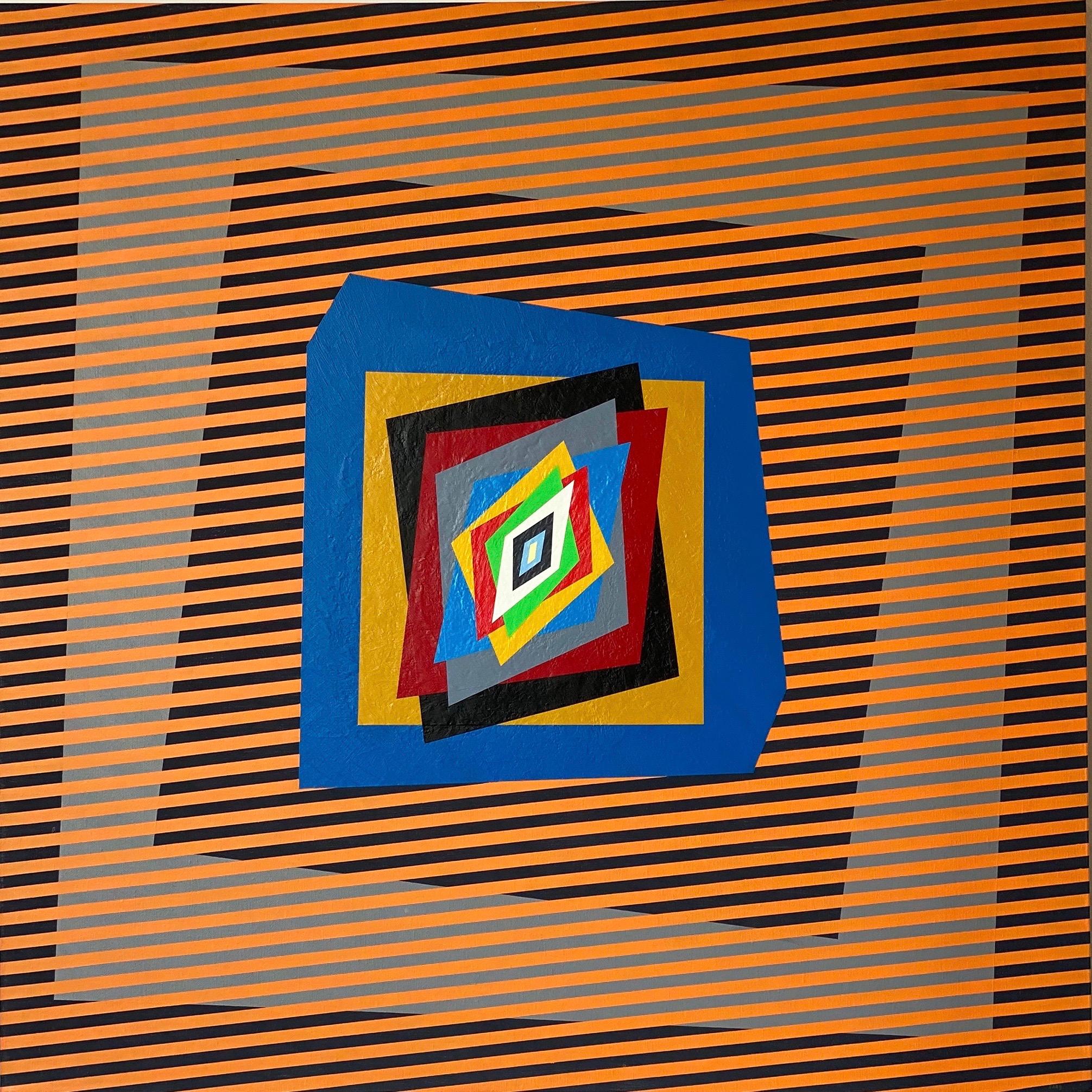 Abstract Painting Ferruccio Gard - Peinture colorée, op-art, moderne «ovimenti Cinetici »